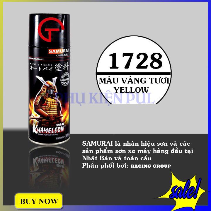 Sơn xe máy màu vàng chính hãng Samurai 12/1728