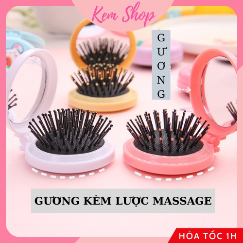 Gương Lược Massage Gấp Gọn Cầm Tay Siêu Dễ Thương Tiện Lợi - K169