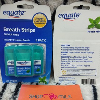 Miếng ngậm thơm miệng, diệt khuẩn Equate Sugar Free Fresh Mint Breath Strips, Hương bạc hà