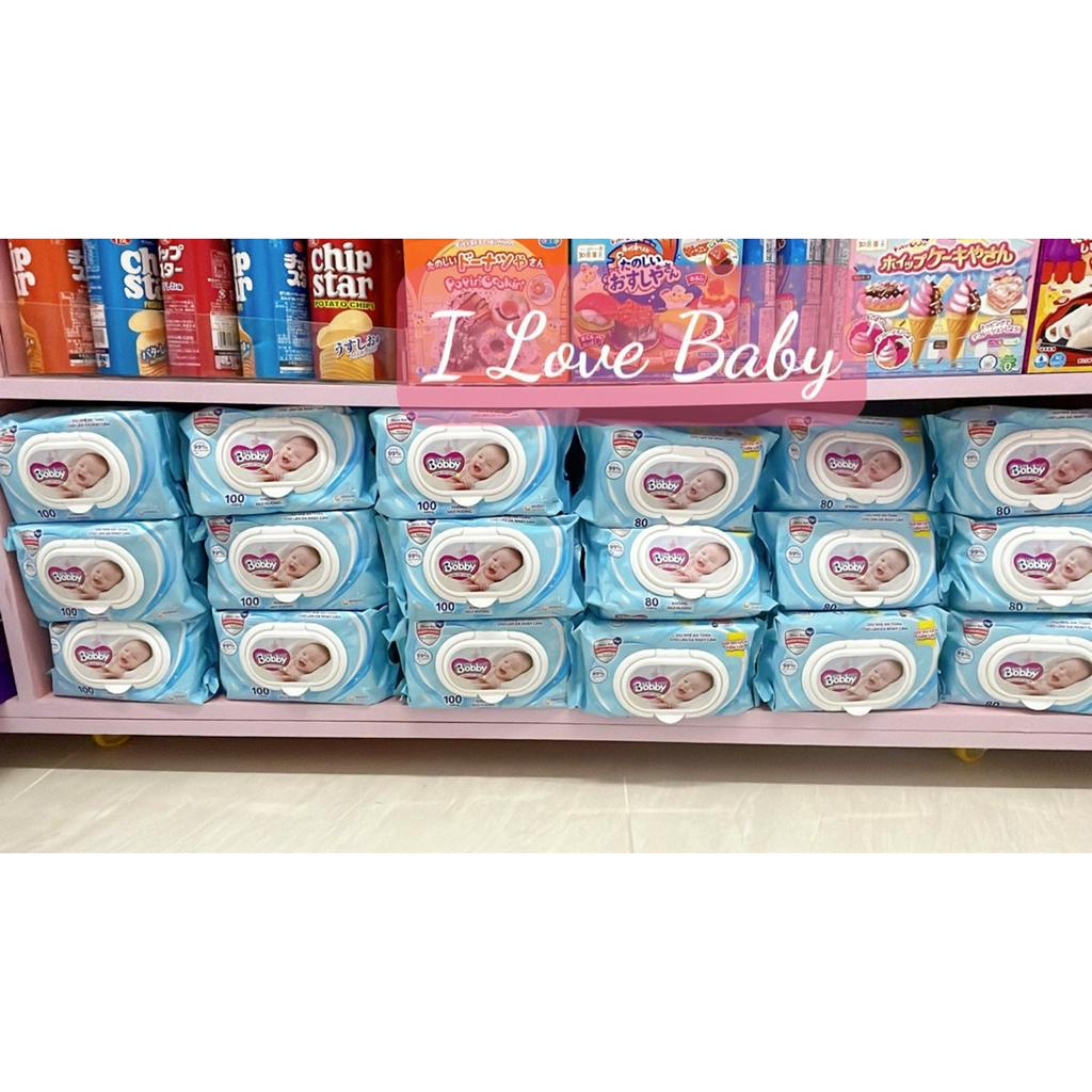 khăn Giấy Ướt Bobby Không Mùi -Loại 80/100 tờ