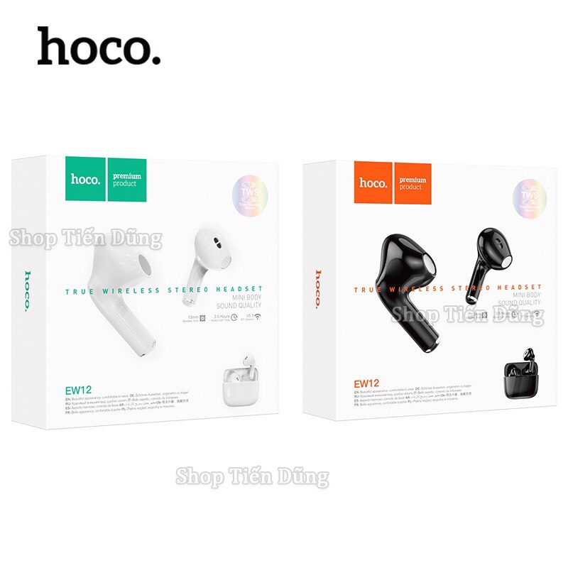 Tai Nghe Bluetotooth Không Dây Hoco EW12 V5.0 Có Cảm Ứng Dòng 2 Tai Hỗ Trợ Đàm Thoại Micro Âm Thanh To