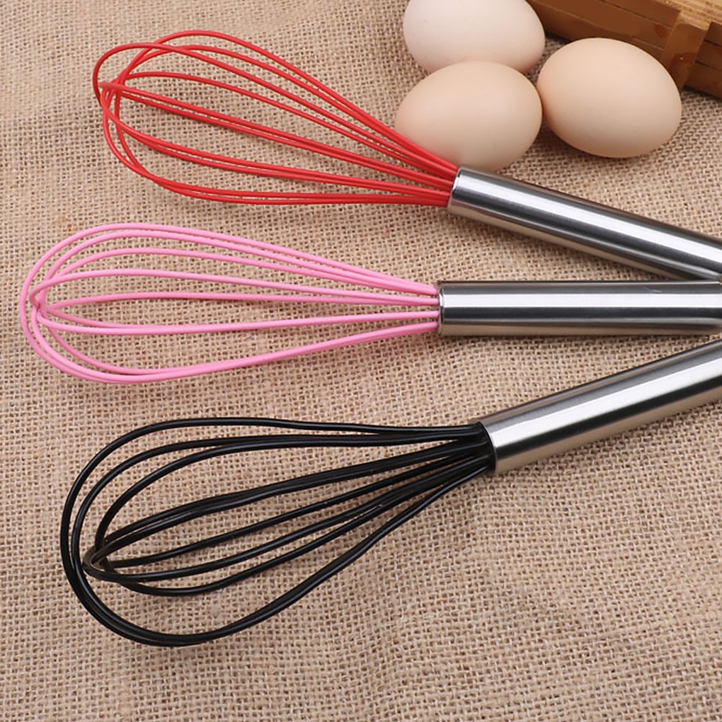 Dụng cụ đánh trứng cầm tay bằng silicone và thép không gỉ