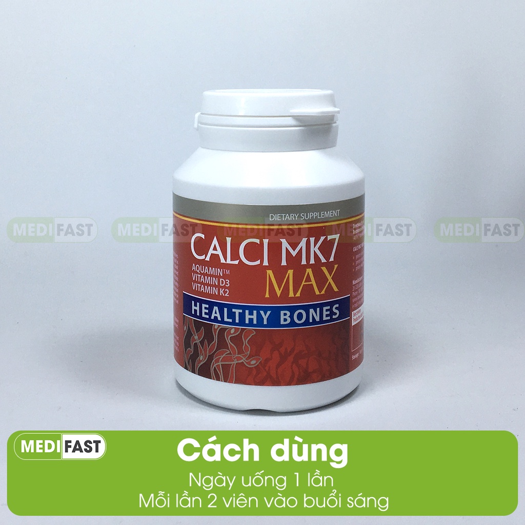 Canxi Calci Mk7 hữu cơ từ tảo biển đỏ Hộp 60 viên Nhập khẩu từ Châu Âu, có thêm D3 và K2 giảm loãng xương cho mẹ bầu