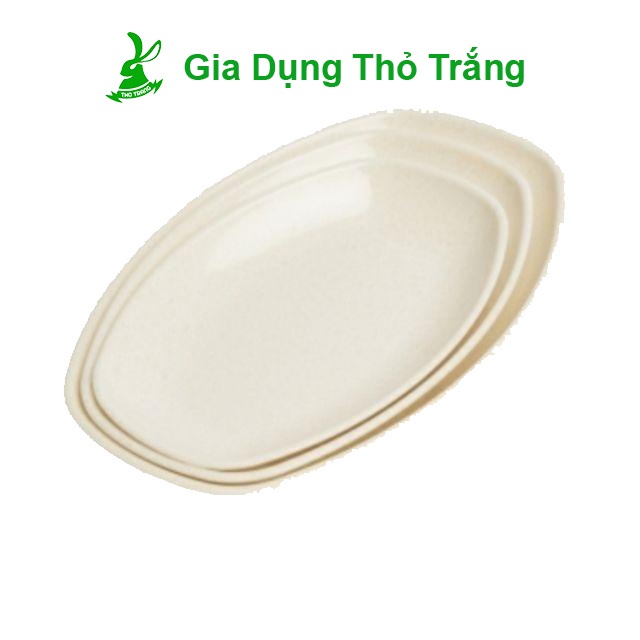 Dĩa oval vân đá trắng nhựa melamine cao cấp Fataco đựng các món xào, thịt luộc rất thích hợp