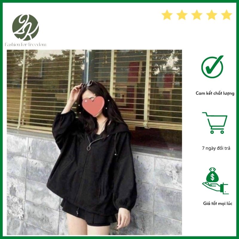 Áo Khoác Nữ Lửng Chất Da Lộn form DƠI RỘNG CÓ MŨ , 2 Lớp Lót Dù Freesize- Kiểu Hàn Quốc - K32 - 2KSTORE