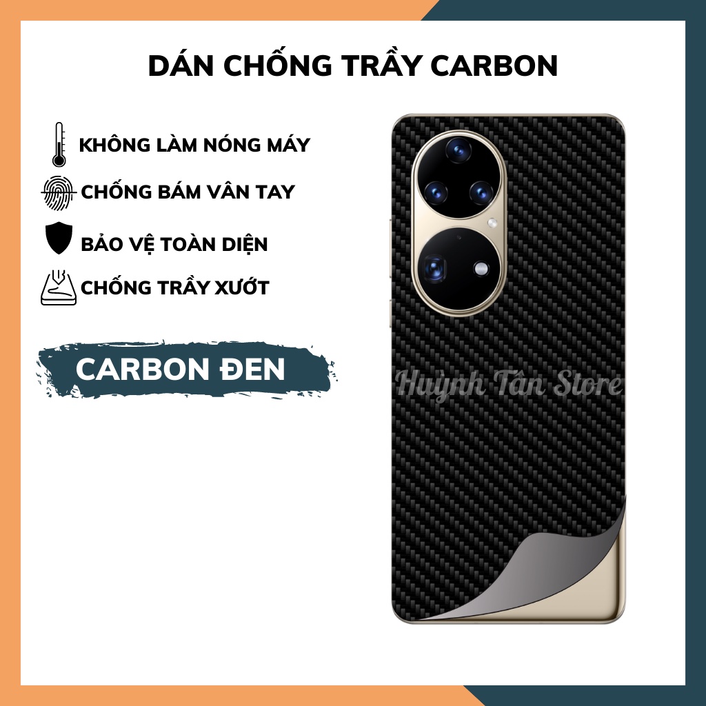 Miếng dán decal carbon mặt sau Huawei P50 Pro 5G chống trầy mặt lưng,chống bám vân tay