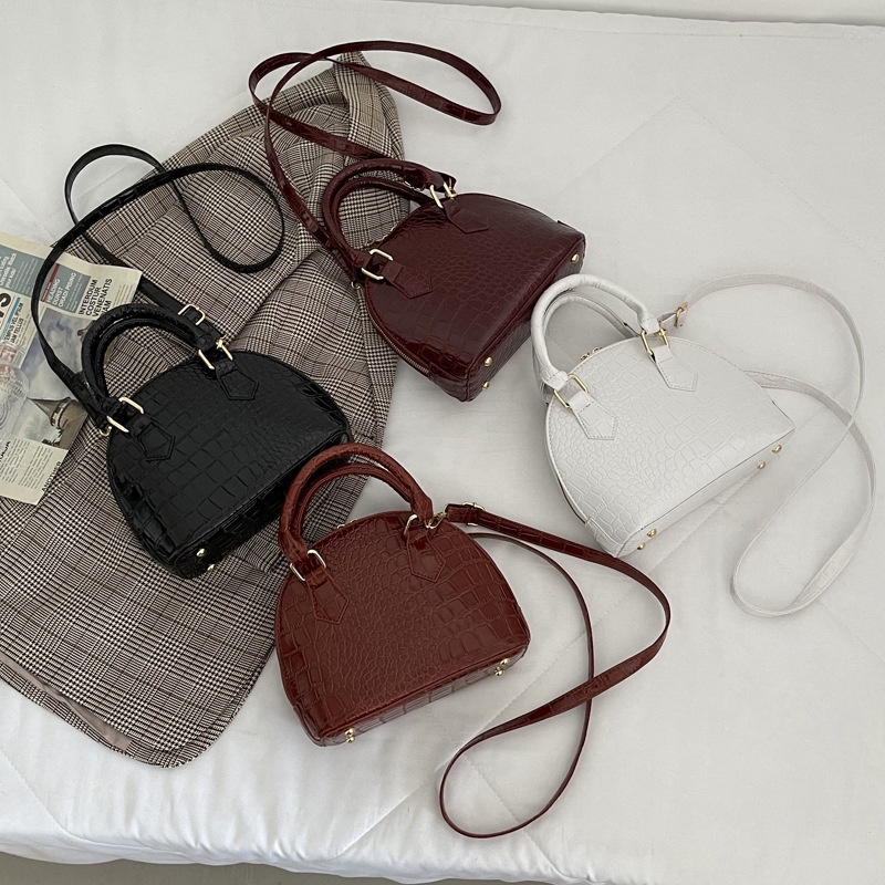 Ielgy Túi Xách Họa Tiết Da Cá Sấu Màu Trơn Phong Cách Phương Tây retro