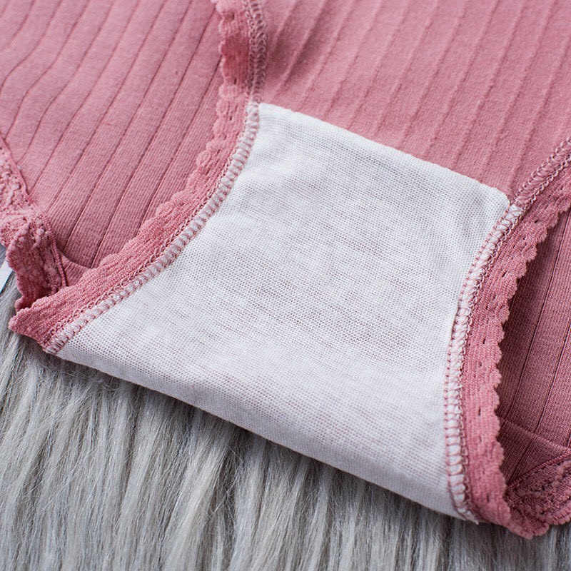 Quần Lót Nữ -  Quần Lót Nữ Cotton gân tăm phối viền ren thiết kế điệu đà thoáng mát DAN STORE MÃ U8