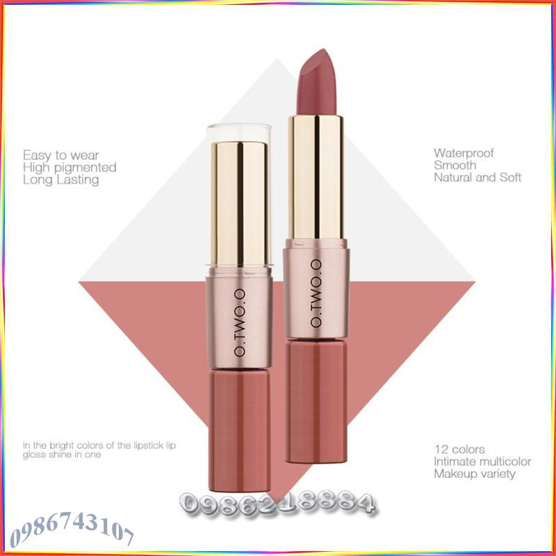 Thỏi son kem hỗn hợp O.TWO.O 2 in 1 Matte Lipstick & Liquid Lipstick ALL1 | BigBuy360 - bigbuy360.vn