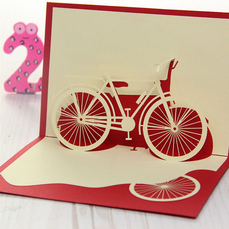 love* Bicycle Travel 3D Pop Up Card Happy Birthday Valentine Easter Anniversary Gift