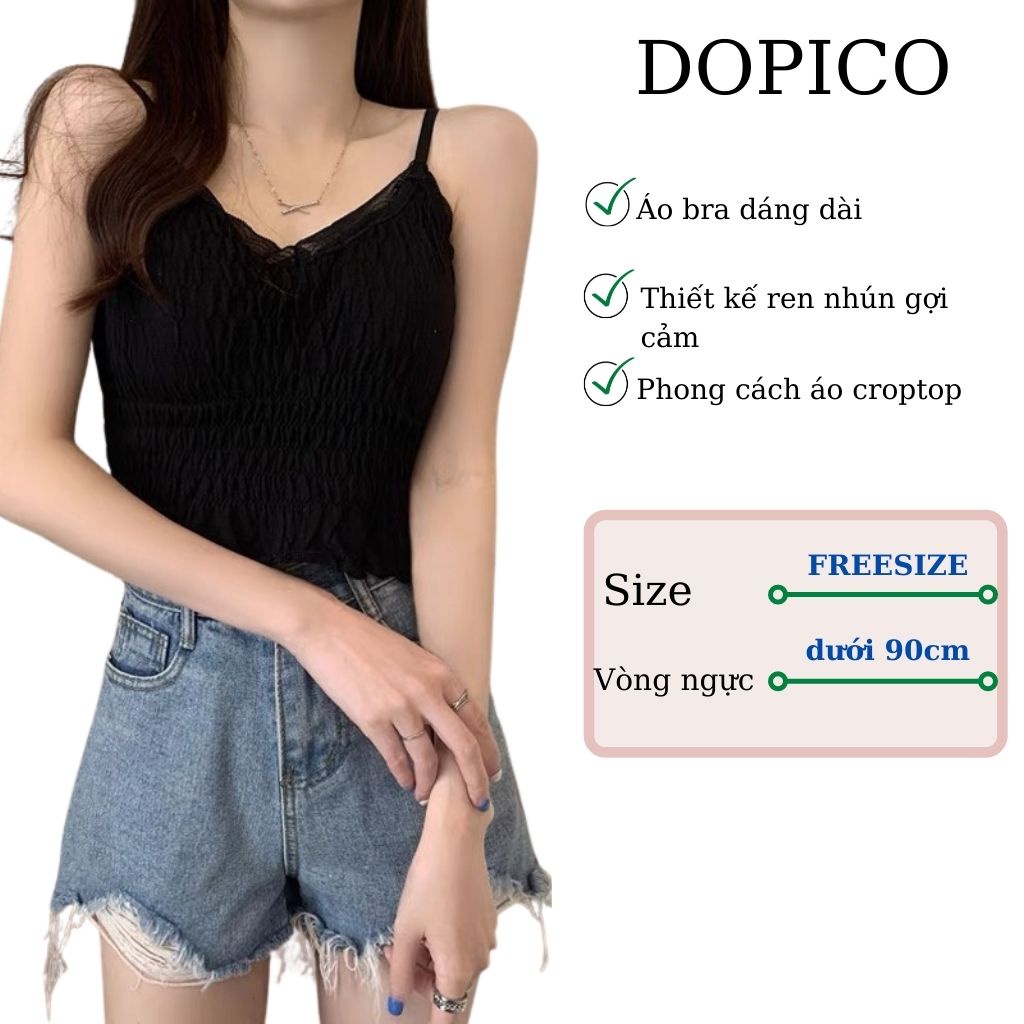 Áo bra ren dài nữ 2 dây đẹp, áo croptop nữ ôm body quyến rủ DOPICO B884