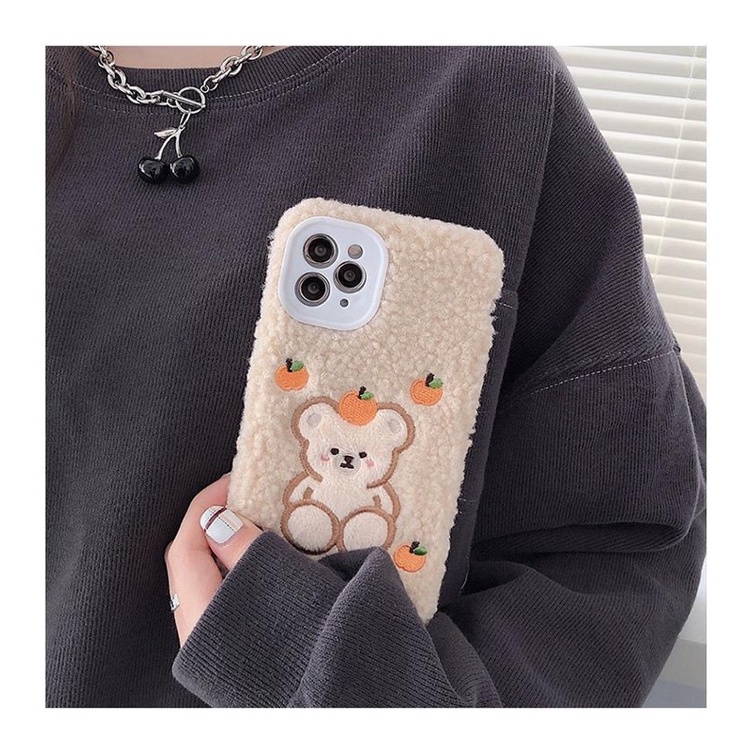 Ốp lưng, case điện thoại hình gấu,chất liệu lông cho iphone 7/8plus/x/xs/xsmax/11/11promax/12/12pro/12promax