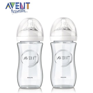Bộ 02 Bình Sữa Mô Phỏng Tự Nhiên Philips AVENT Thủy Tinh 240ml (CHÍNH HÃNG) CHO BÉ  (SCF673/13)