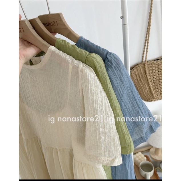 SÉT VÁY BABYDOLL kèm váy 2 dây chất đũi tơ Mao Mao Boutique