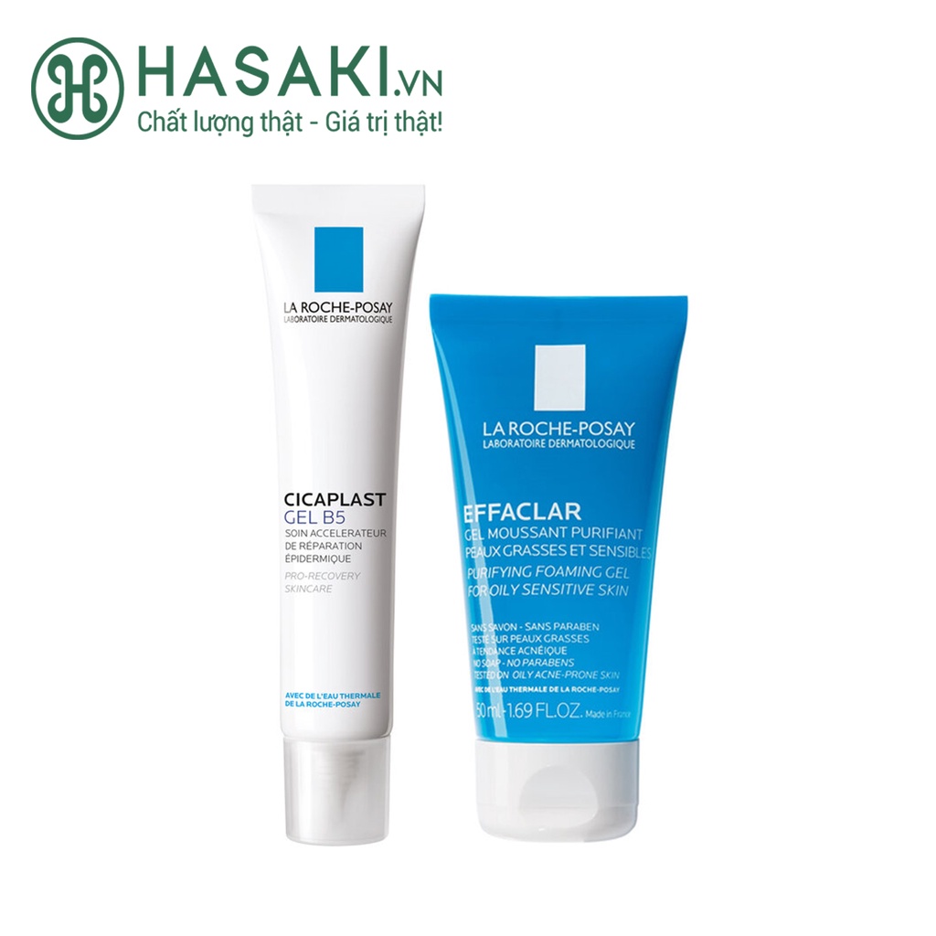 Bộ Sản Phẩm La Roche-Posay Làm Mờ Sẹo &amp; Phục Hồi Da Cicaplast Gel B5 40ml + Effaclar Purifying Foaming Gel For Oily Sens