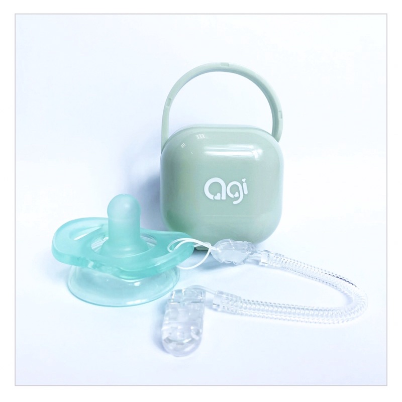 Ti ngậm silicone Agi cho bé 0-6 tháng tặng kèm hộp đựng và dây đeo