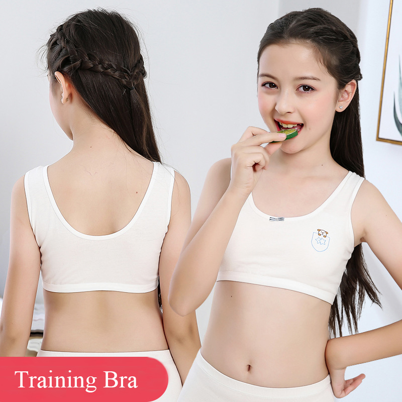 Kids Cotton Sports Training Bra Underwear Puberty Girl Wireless Bralette Vest