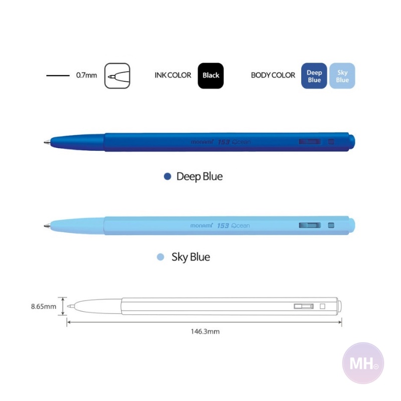 Monami 153 OCEAN / High Quality Ballpoint pen / 0.7mm / FX-4000