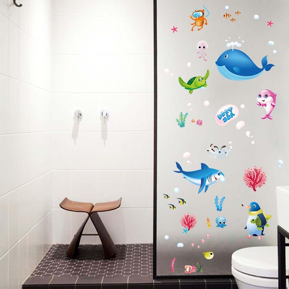 Sticker Dán Tường Chống Thấm Nước 70 * 50cm Họa Tiết Đại Dương Dùng Trang Trí Phòng Trẻ Nhỏ