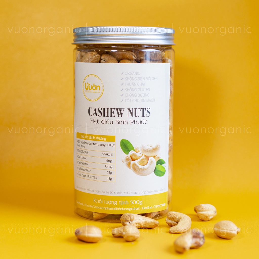 HẠT ĐIỀU RANG MUỐI BÌNH PHƯỚC NGUYÊN HẠT KHÔNG VỎ LỤA, HẠT DINH DƯỠNG, ĂN VẶT, ĂN KIÊNG, EATCLEAN VƯỜN ORGANIC 500GR