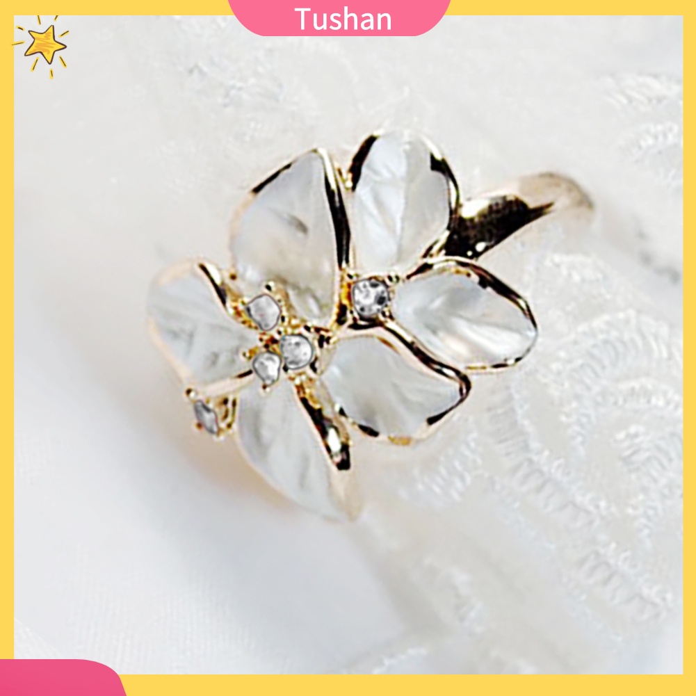 Nhẫn hợp kim hình hoa đính đá xinh xắn