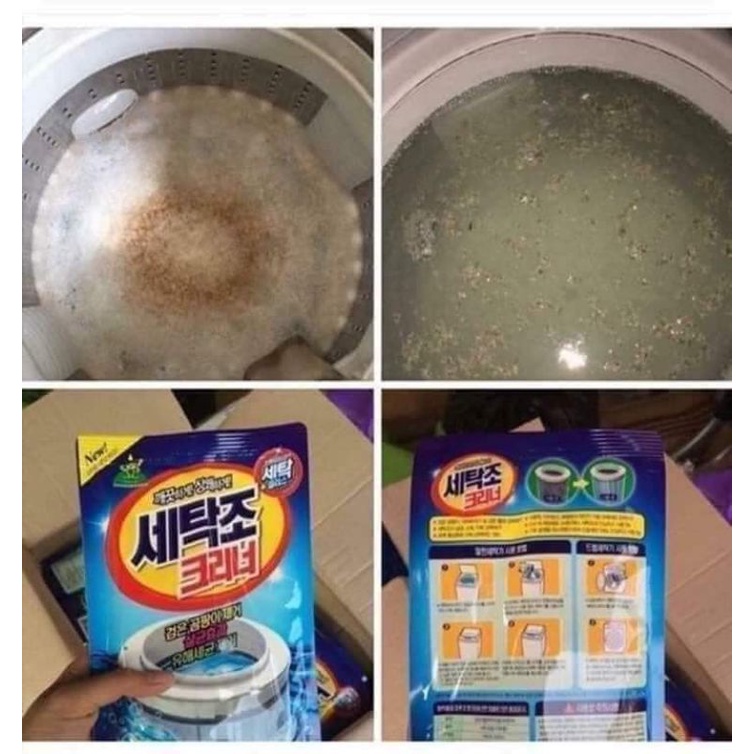 Viên tẩy lông máy giặt, bột tẩy lồng máy giặt siêu sạch,diệt khuẩn