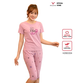 Bộ mặc nhà cao cấp nữ PALVIN, bộ lửng mặc nhà, cotton cao cấp, họa tiết dễ thương - H2BDO04