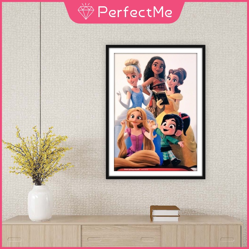 Bộ Tranh Đính Đá 5D Họa Tiết Công Chúa Disney Độc Đáo Kích Thước 30x40CM DIY Dùng Trang Trí