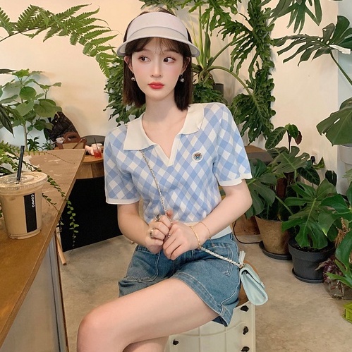 Áo Thun POLO Dệt Kim Tay Ngắn Kẻ Sọc Dễ Phối Đồ