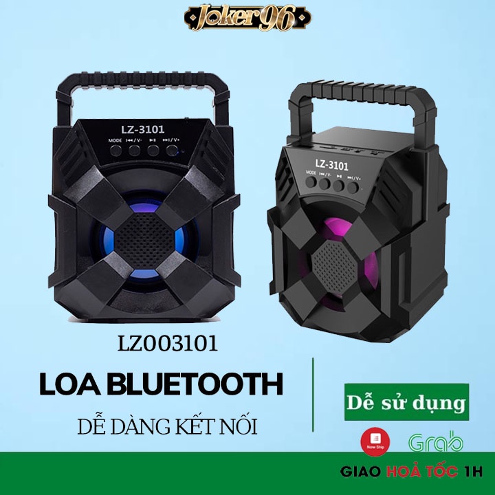 Loa Bluetooth xách tay LZ3101, lZ3103 nhỏ gọn, đèn led nhấp nháy, 3 màu: Đen, Đỏ, Xanh, Hỗ trợ cắm thẻ nhớ, USB