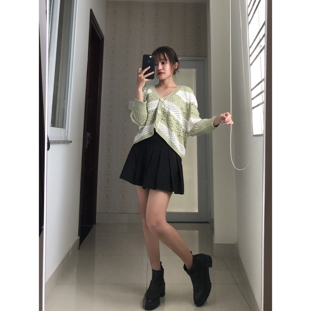 Áo khoác len lửng màu xám trắng A852