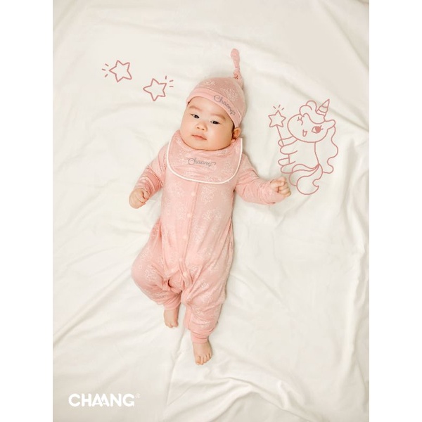 [CHAANG 2021- DINO&amp;PONY] Bộ body dài cúc giữa sơ sinh