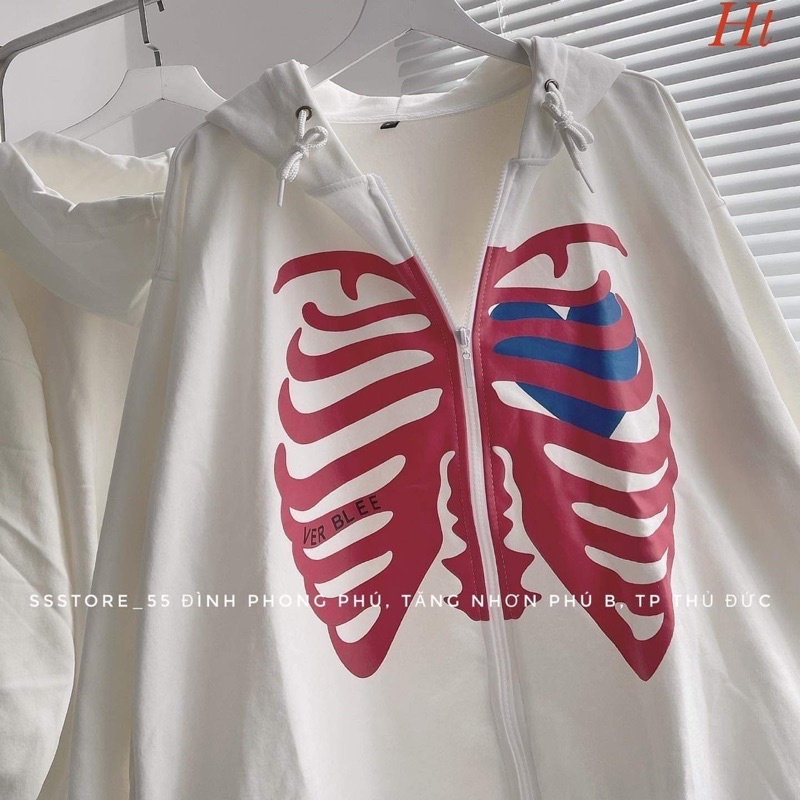 Áo khoác nỉ cotton xương tim HT12