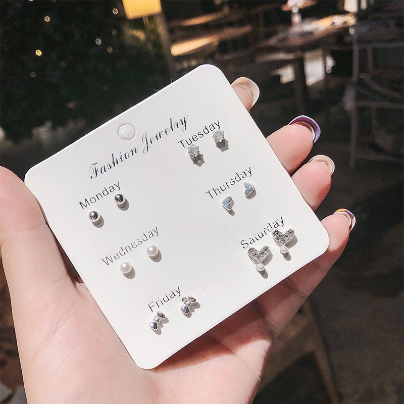 Set 7 Đôi Bông Tai Thiết Kế Đơn Giản Dễ Thương Phong Cách Hàn Quốc
