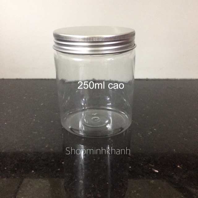 Hũ nhựa nắp nhôm 250ml dáng cao