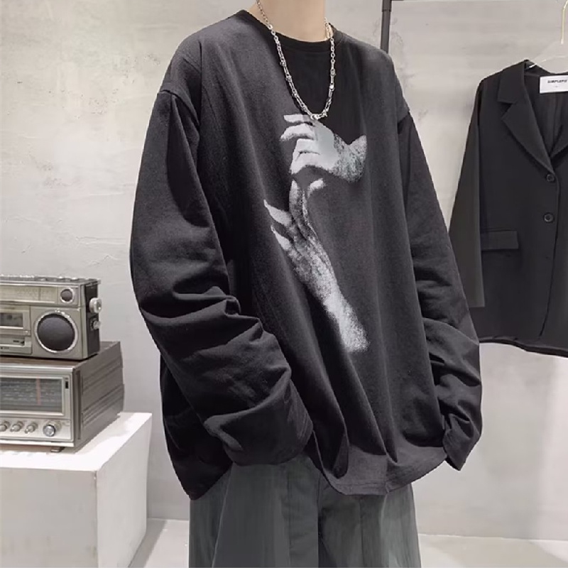 Áo Thun Tay Dài Dáng Rộng In Chữ Hoạt Hình Phong Cách Nhật Bản Thời Trang Cho Nam Và Nữ Size M-5XL