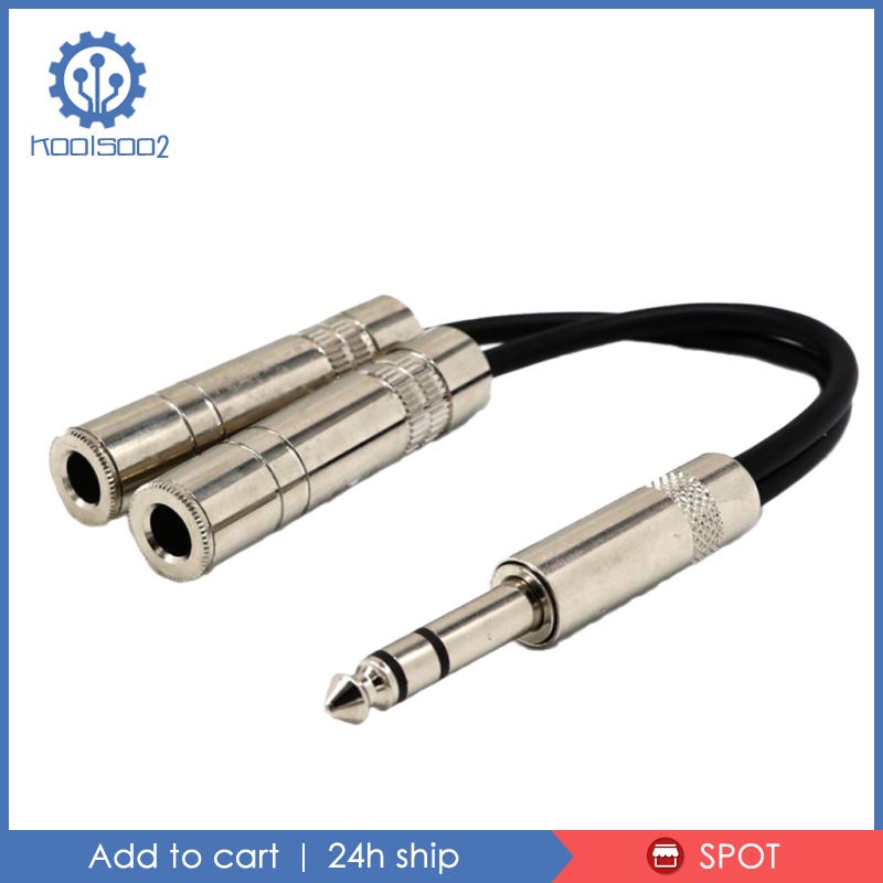 6.35mm Stereo Plug / Male to Dual 1/4'' 6.35mm Jack /Female Splitter Adapter