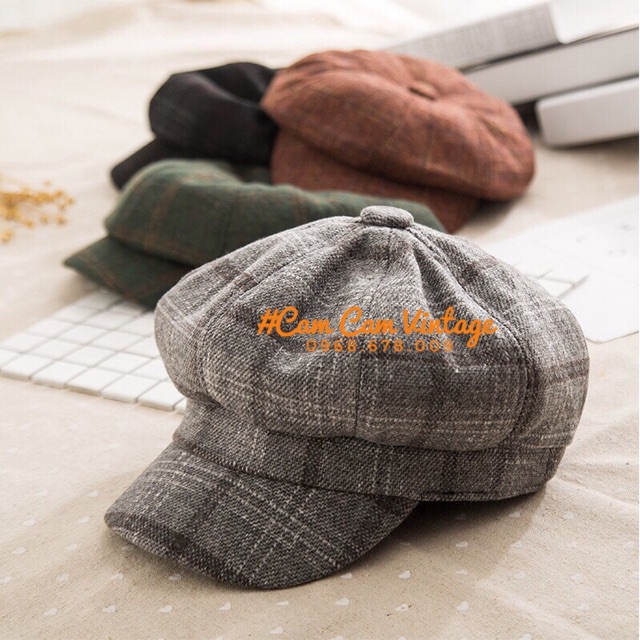 MŨ LƯỠI TRAI , NÓN LƯỠI TRAI NAM NỮ, MŨ PHỚT DẠ CARO NEWSBOY ULZZANG