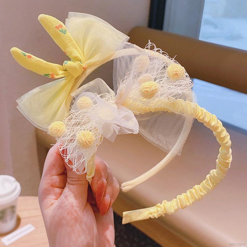 Cài tóc công chúa đính nơ lưới phong cách Hàn Quốc cho bé