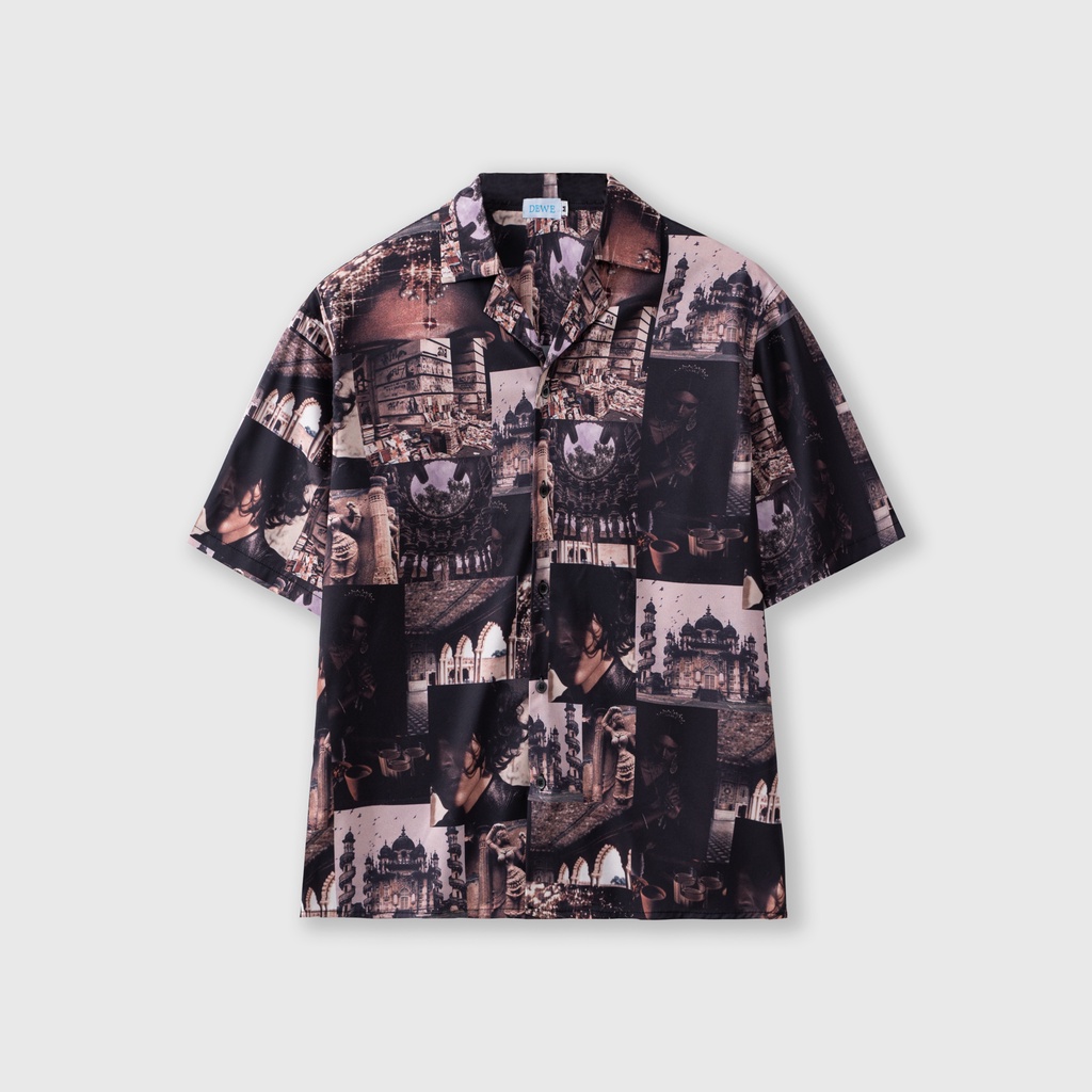 Áo sơ mi nam ngắn tay DEWE, vải lụa nhập khẩu chống nhăn thoáng mát, họa tiết Picture - DEWE Cuban Shirt