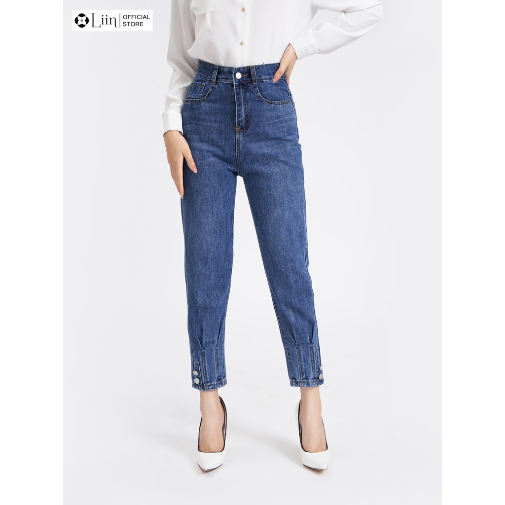 Quần jean cúc gấu cạp lưng có túi mặc tôn dáng, vận động thoải mái Liin Clothing Q3637