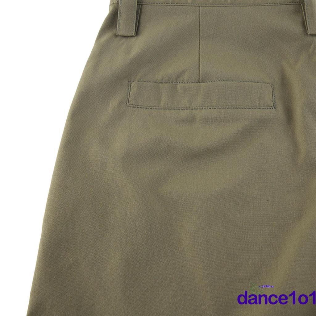 ◐Aq♧Quần Ống Rộng Màu Trơn Cài Nút Có Túi Dành Cho Nữ