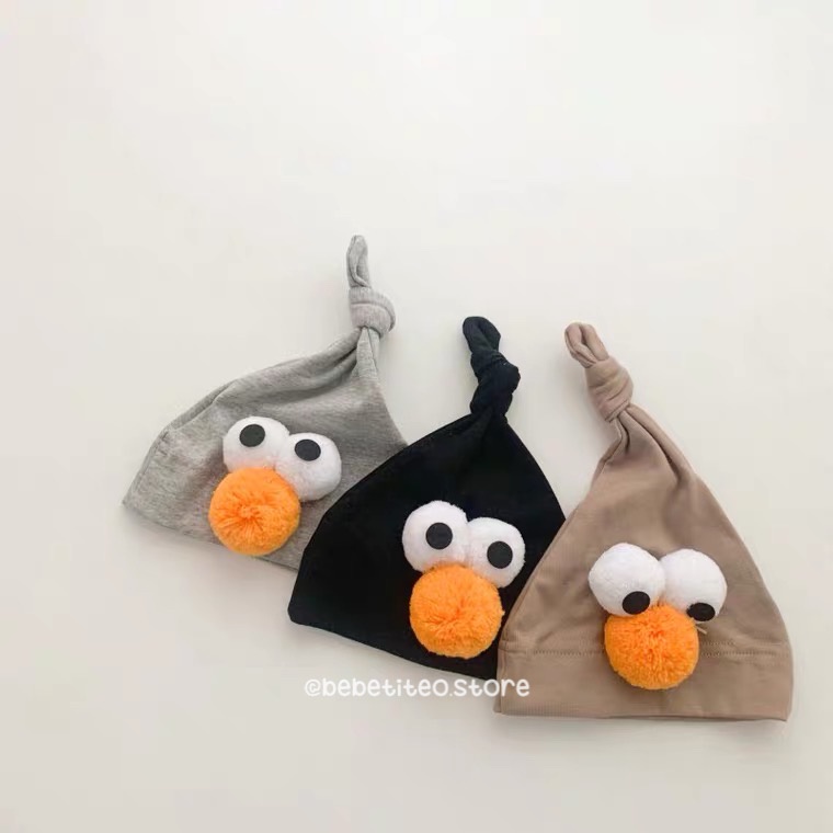 Mũ Nón Cotton Trùm Đầu Họa Tiết Mắt Chim Đáng Yêu Cho Bé Bebé Tí Tẹo