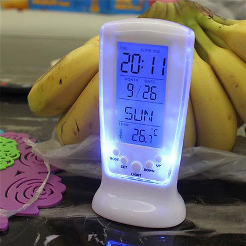 Đồng Hồ Báo Thức Kỹ Thuật Số Có Đèn LED Và Lịch Với Ánh Sáng Xanh