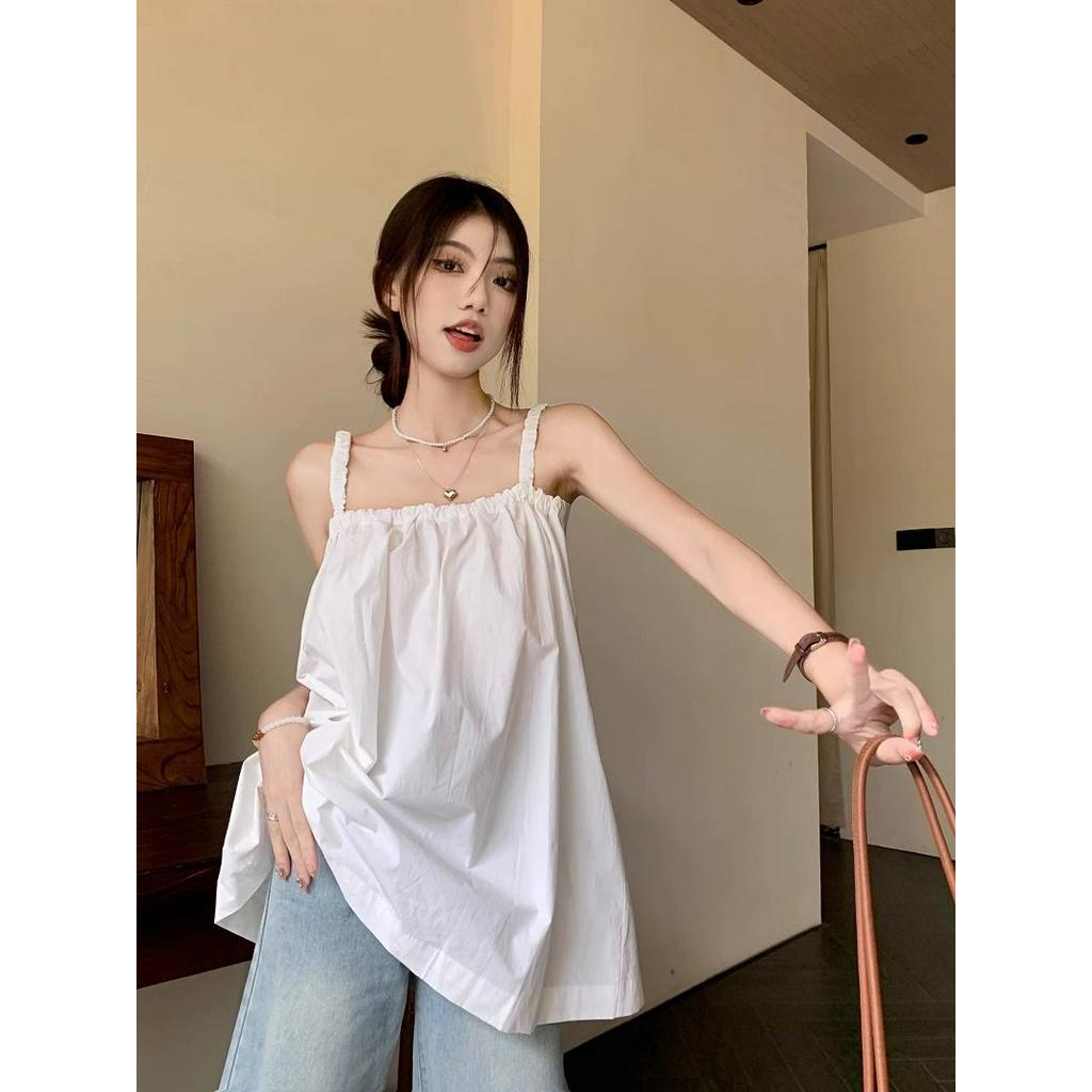 66923 mùa hè phong cách mới phong cách hàn quốc dây buộc ren-up không tay áo sơ mi