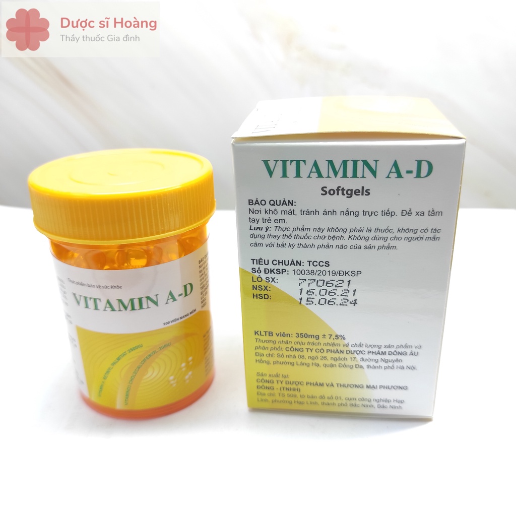 VITAMIN A-D Dược Phẩm Đông Âu - Hộp 100 viên
