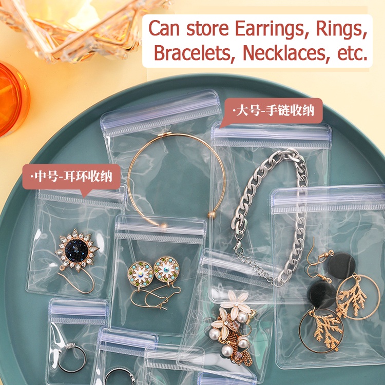 【giá sỉ】Hộp Đựng Trang Sức Bằng Nhựa PVC Trong Suốt Chống Oxy Hóa Có Khóa Kéo Tiện Dụng