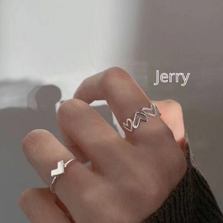 Set nhẫn nữ 2 chiếc trái tim basic mạ bạc Jerry Accessories N01