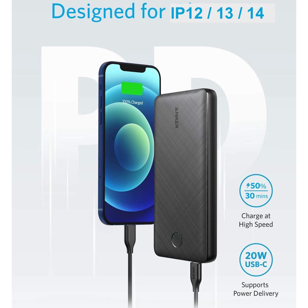 Pin sạc dự phòng ANKER 525 PowerCore ESSENTIAL 20000mAh PD 20W 1C1A - A1287 Hàng chính hãng uỷ quyền