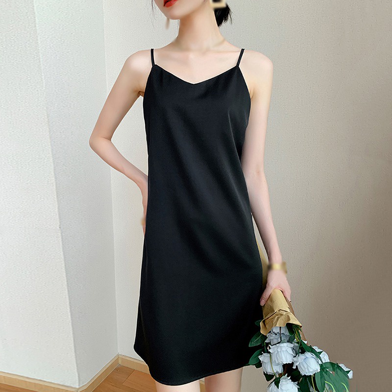 Váy Body Chân Tank Top Váy Dài Váy Ngủ Đầm Hai Dây Dáng Rộng Cổ Chữ V Gợi Cảm Cho Nữ
